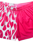 RF-Wear Women's Split Flame Shorts in White/Hot Pink