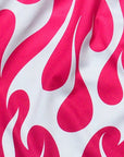 Close-up of RF-Wear Women's Split Flame Shorts in White/Hot Pink
