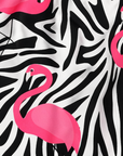 Close-up of RF-Wear Women's Split Flamingo Shorts in Pink/Black