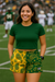 RF Wear Women's Split Paisley Pocket Shorts Green/Gold - Model Front View
