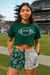 RF Wear Women's Split Paisley Pocket Shorts Green/Silver - Model Front View