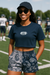 RF Wear Women's Split Paisley Pocket Shorts Navy/Silver - Model Front View
