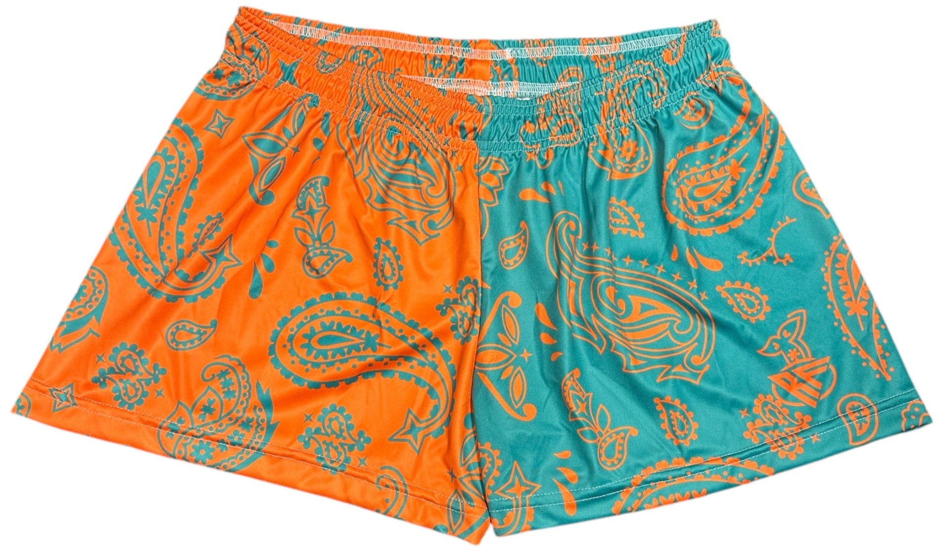RF Wear Women's Split Paisley Shorts - Aqua/Orange