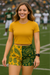 RF Wear Women's Split Paisley Shorts Green/Gold -  Model Front View