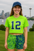 RF Wear Women's Split Paisley Shorts Lime Green/Navy - Model Front View