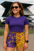 RF Wear Women's Split Paisley Shorts Purple/Gold - Model Front View