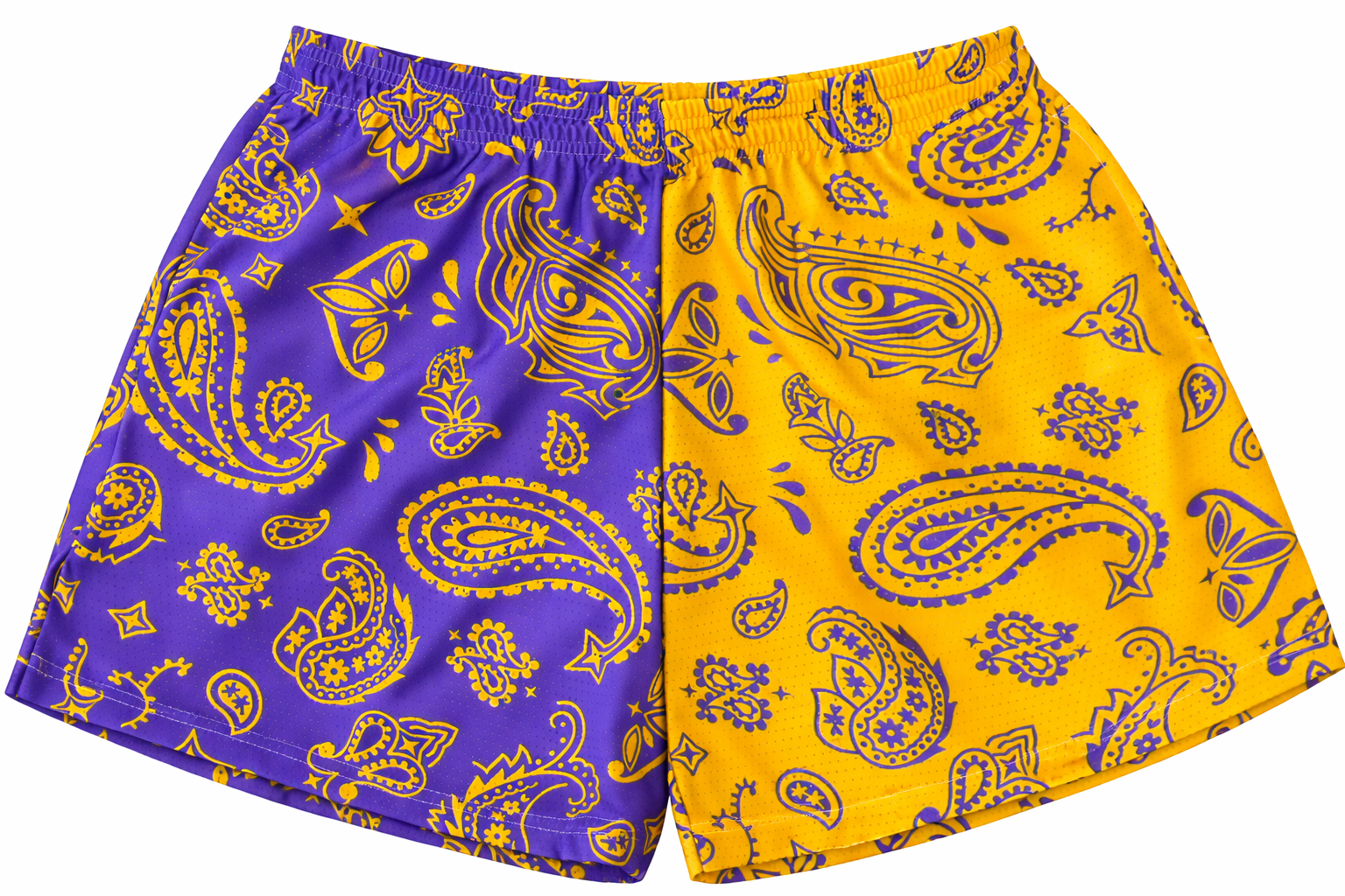 RF-Wear Women's Split Paisley Shorts in Purple/Gold