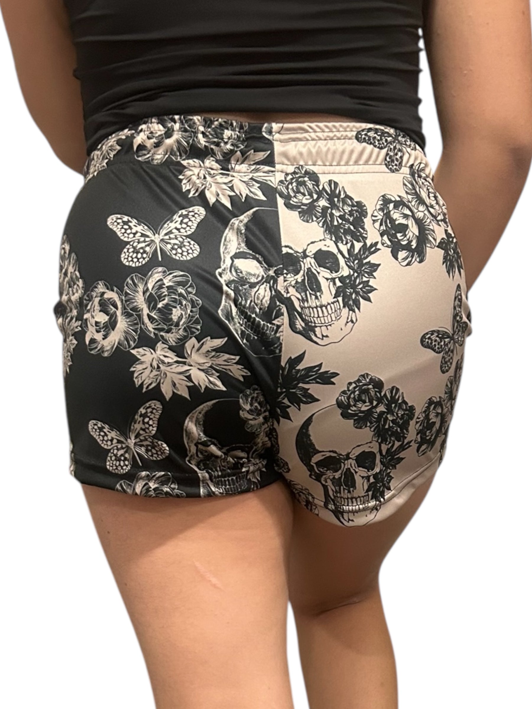 RF Wear Women's Split Skull - Cream/Black - Model Back View