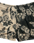 RF-Wear Women's Split Skull Shorts in Cream/Black 