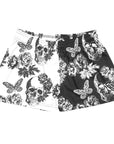 RF Wear Women's Split Skull Shorts - Black/White - Front View