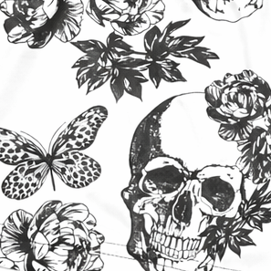Close-up of RF-Wear Women's Split Skull Shorts Right side
