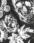 Close-up of RF-Wear Women's Split Skull Shorts  in Black/White left side