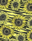 Close-up of RF-Wear Women's Split Sunflower Shorts in Black/Yellow