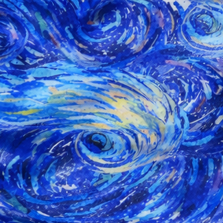 Close-up of RF-Wear Women's Starry Night Shorts in Blue