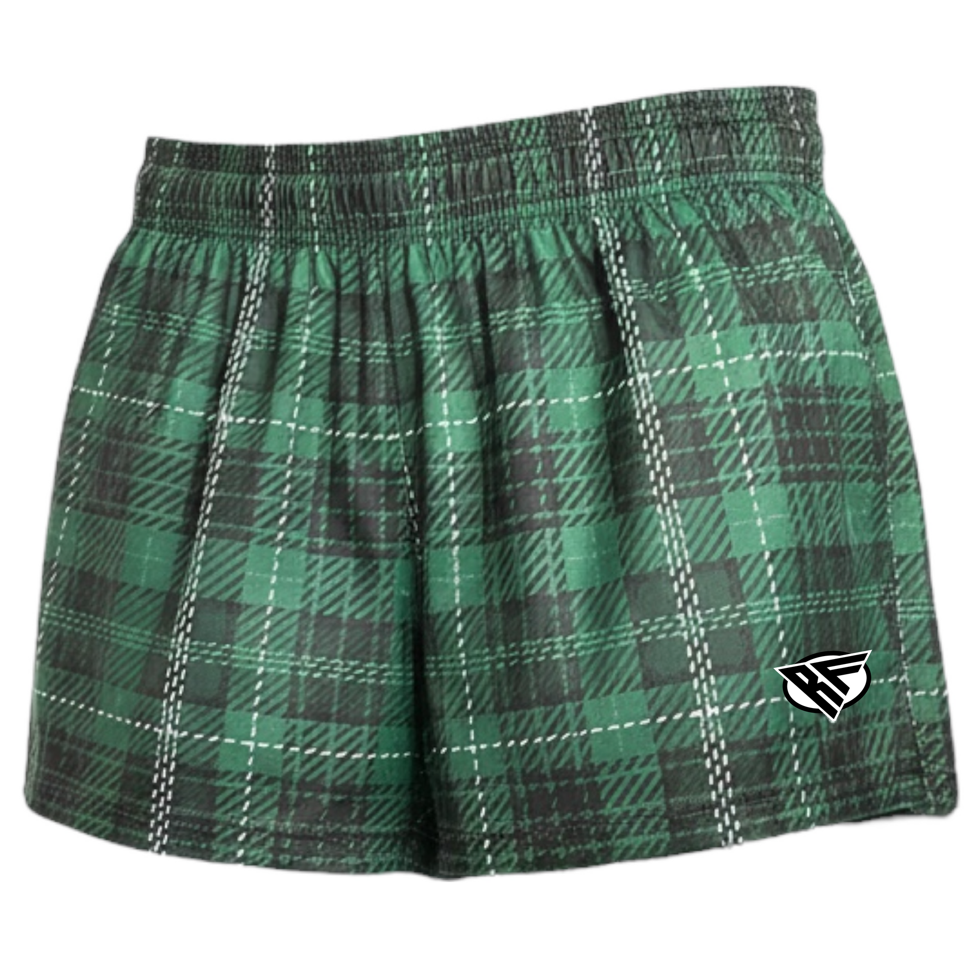 RF Wear Women&#39;s Tartan Plaid Pocket Shorts - Green - Close Up
