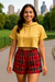 RF Wear Women's Tartan Plaid Shorts - Red/Gold - Model Front View