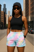 RF Wear Women's Tie Dye Pocket Shorts  - Multicolor - Model  Front View