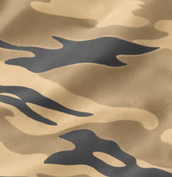 Close-up of RF-Wear Women's Tiger Camo Shorts in Tan