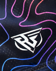 Close-up of RF-Wear Women's Topography Shorts in Multicolors with RF logo
