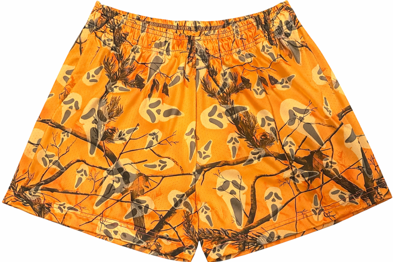 RF-Wear Women's Tree Camo Ghost Faces Shorts in Orange