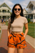 RF Wear Women's Tree Camo Pocket Shorts - Orange - Model Front View