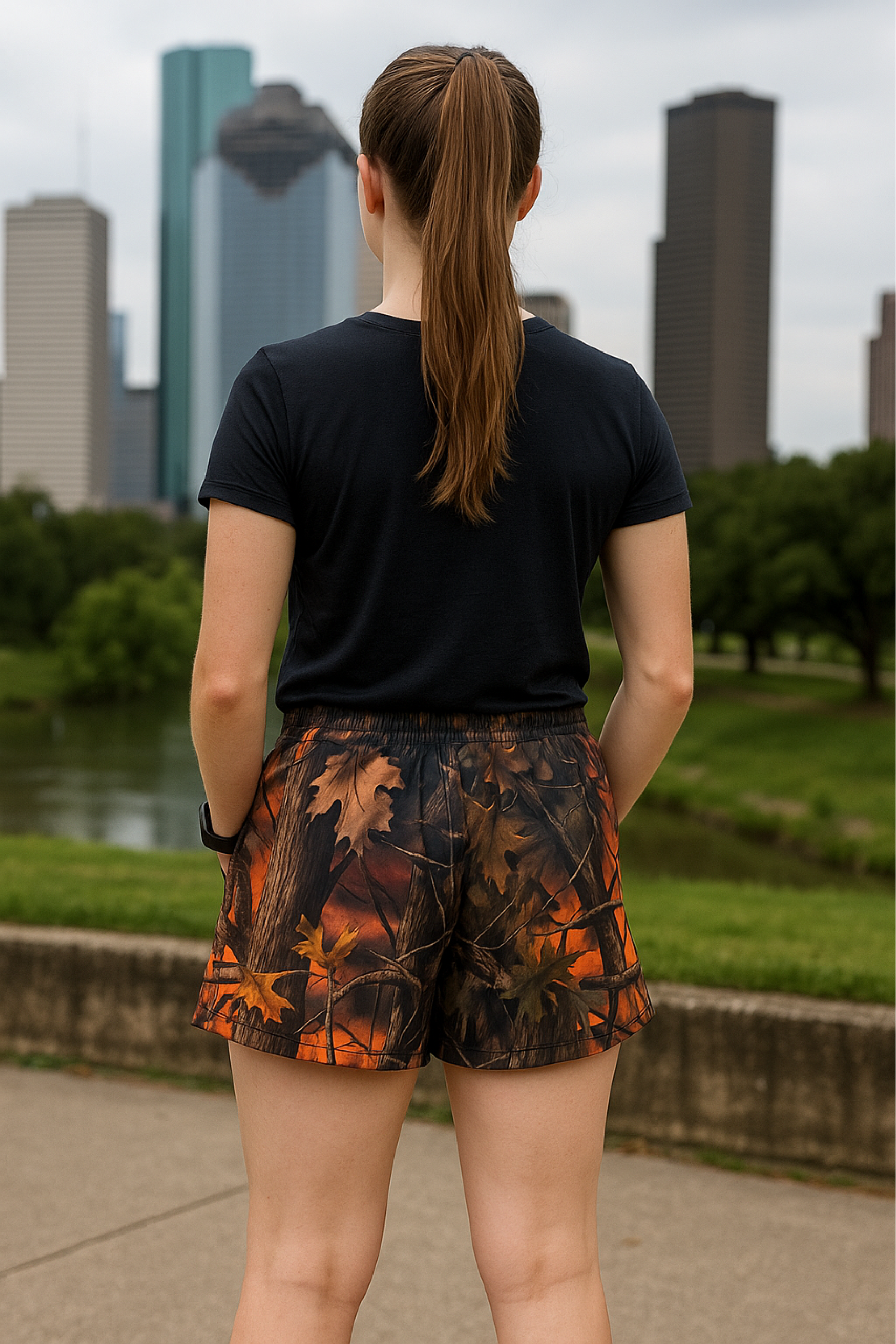 RF Wear Tree Camo Pocket Shorts - Sunset - Model Back View