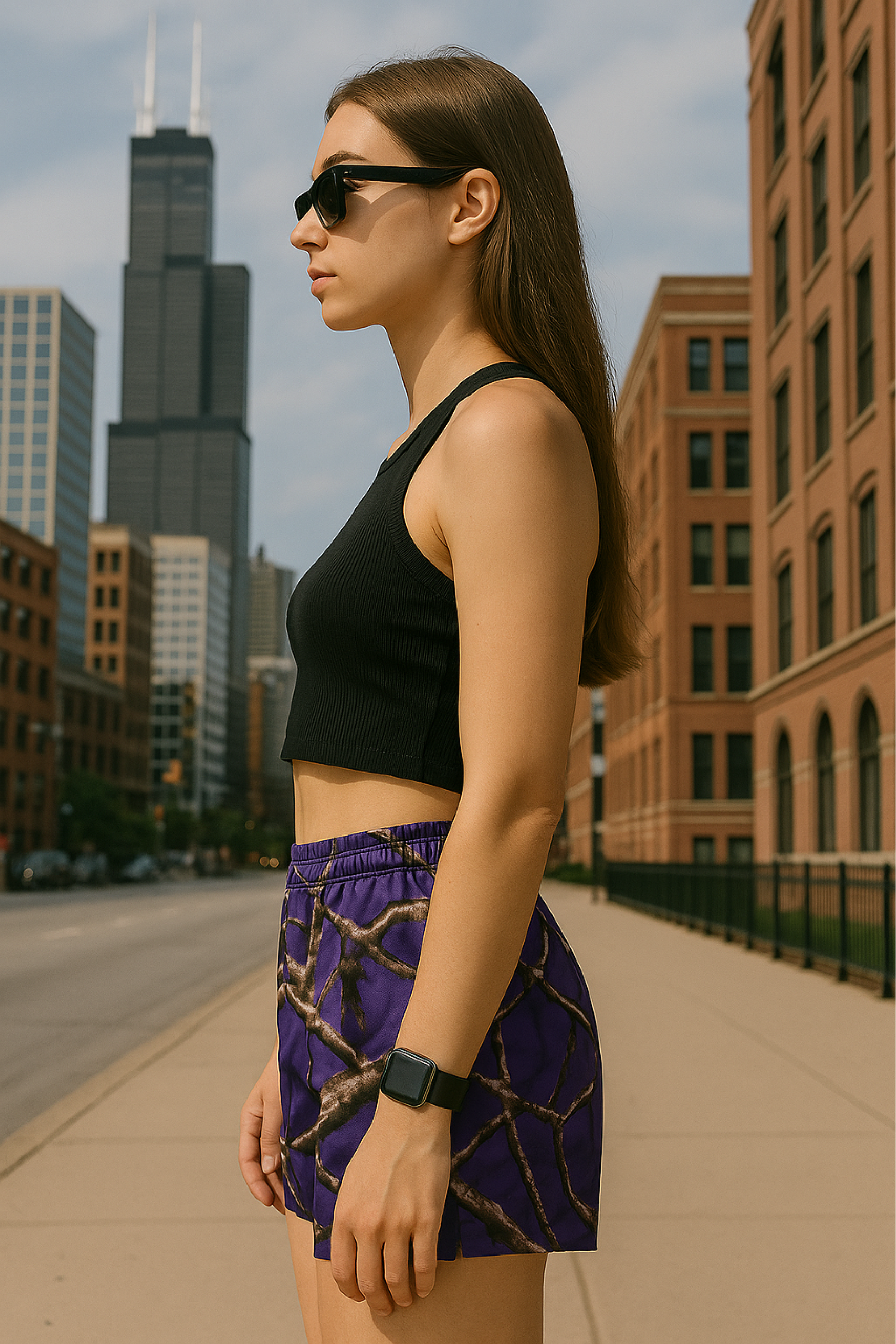 RF-Wear  Women's Tree Camo Shorts - Purple - Side View