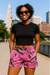 RF Wear Women's Tree Camo Pocket Shorts - Pink - Model Front View