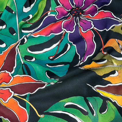 Close-up of RF-Wear Women's Tropical Vibe Shorts in Multicolors