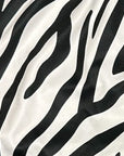 Close-up of RF-Wear Women's Animal Print Shorts - Zebra in Black/White
