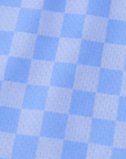 Close-up of RF-Wear Women's Checkered Shorts in Sky-Blue
