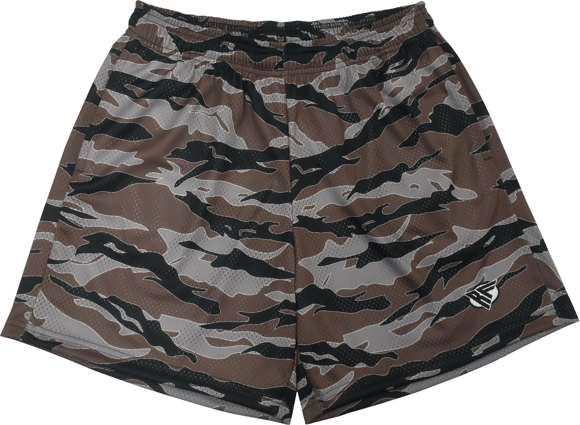 RF-Wear Women's Mesh Tiger Camo Shorts in Brown