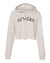 Women's Cropped Fleece Camo Hoodie - Cream