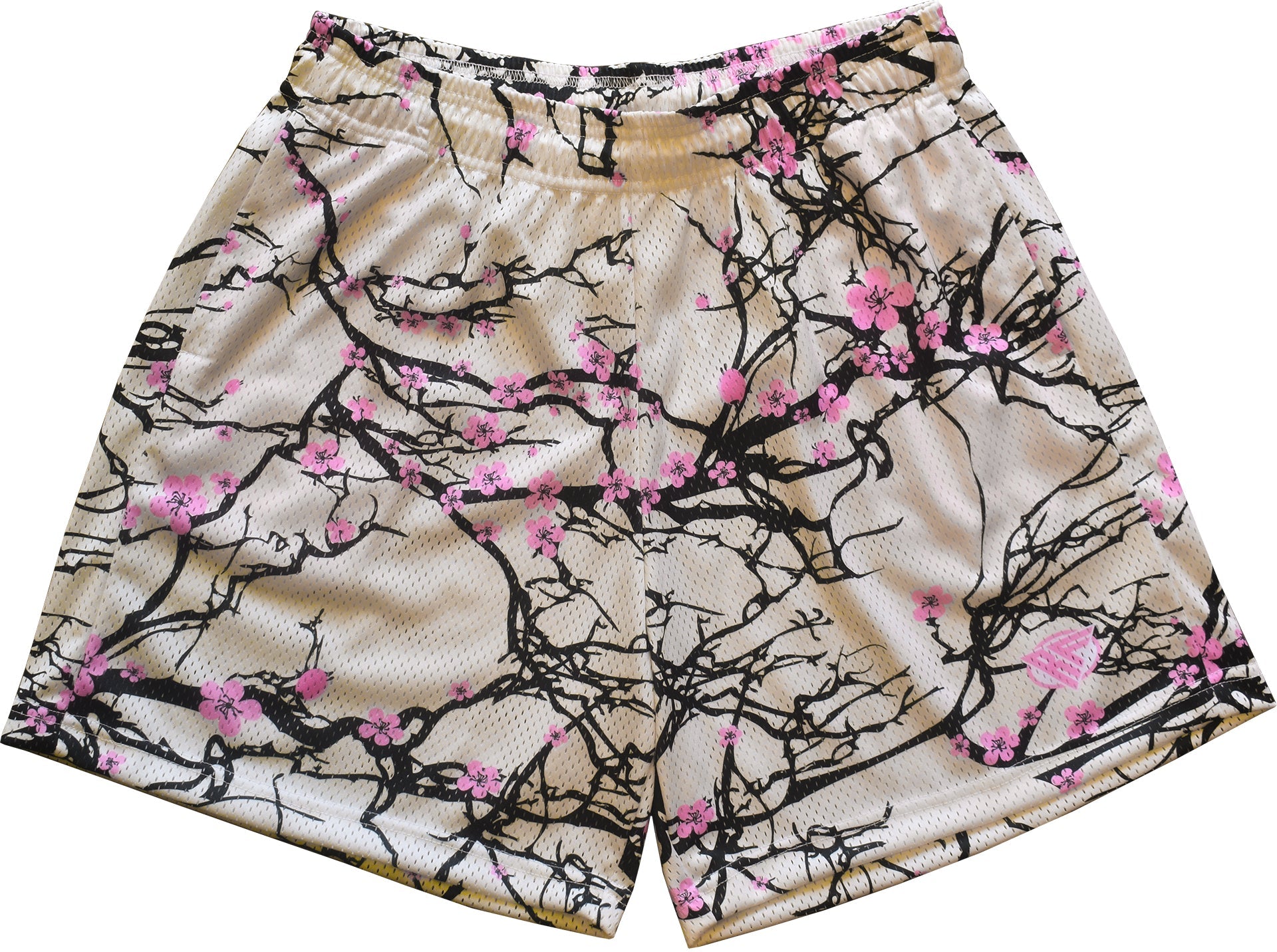 RF-Wear Men's Mesh Blossom Shorts in Cream/Pink