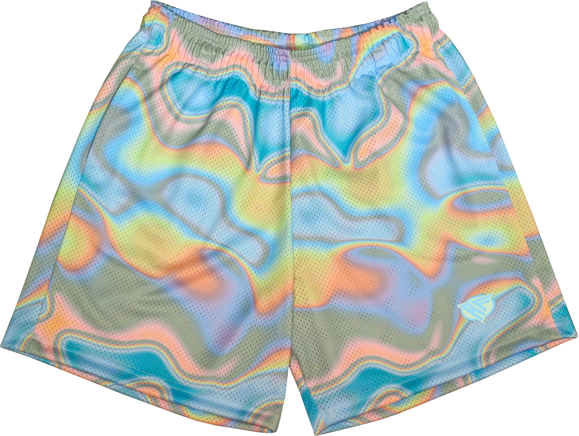 RF-Wear Men's Mesh Holographic Shorts in Multicolor