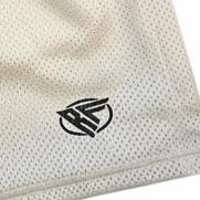 Close-up of RF-Wear Men's Mesh Horror Freddy 2.0 Shorts in White with RF logo
