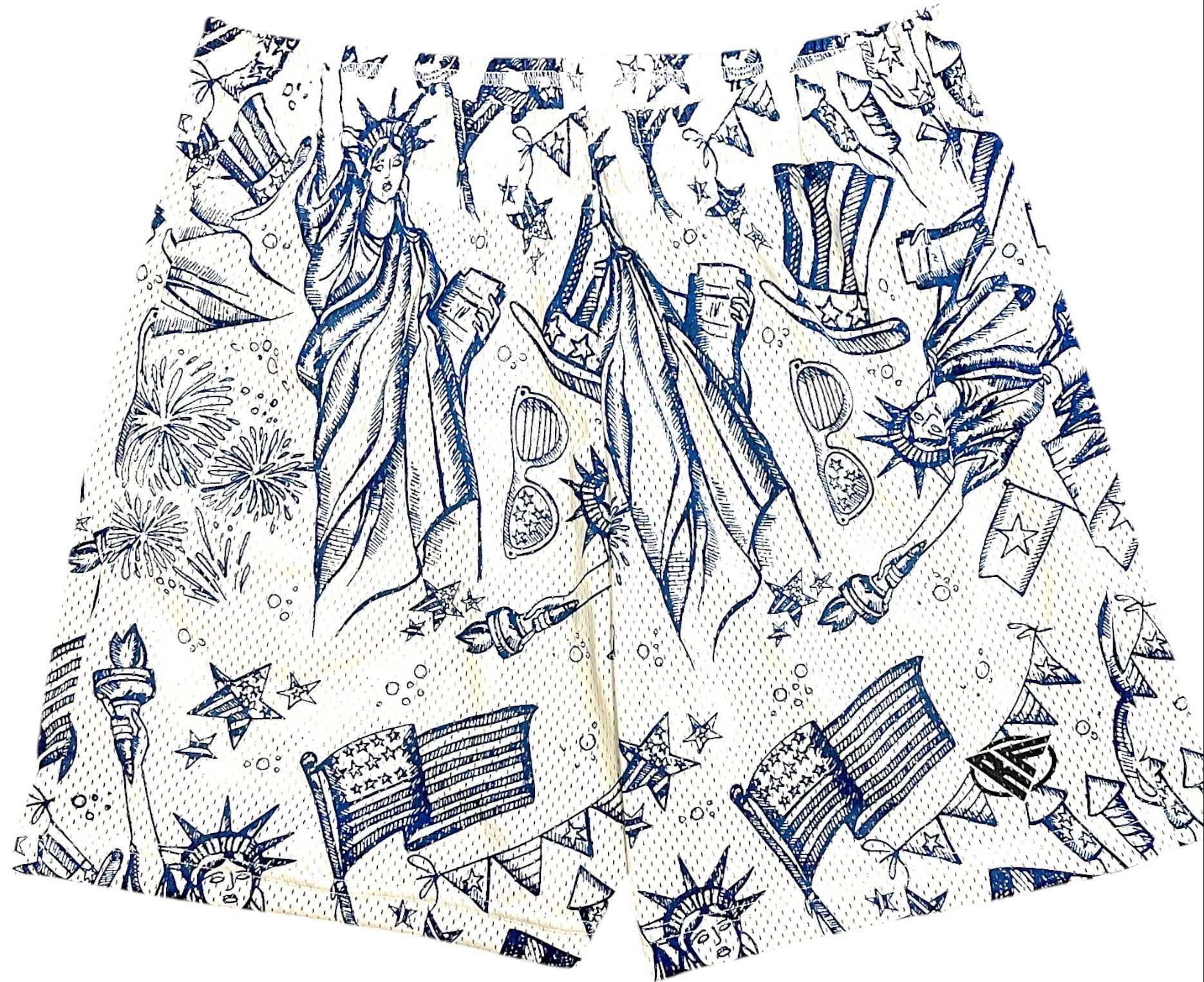 RF-Wear Men's Patriotic Porcelain Shorts in White/Blue