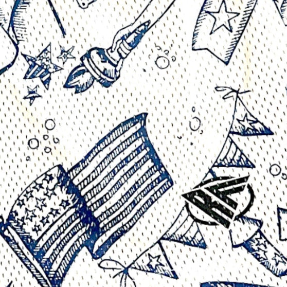 Close-up of RF-Wear Men's Patriotic Porcelain Shorts in White/Blue with RF logo