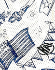Close-up of RF-Wear Men's Patriotic Porcelain Shorts in White/Blue with RF logo