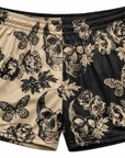 RF-Wear Mens Split Skull shorts in Tan/Black