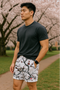 RF Wear Men's Mesh Blossom Shorts - White/Burgundy - Model Side View