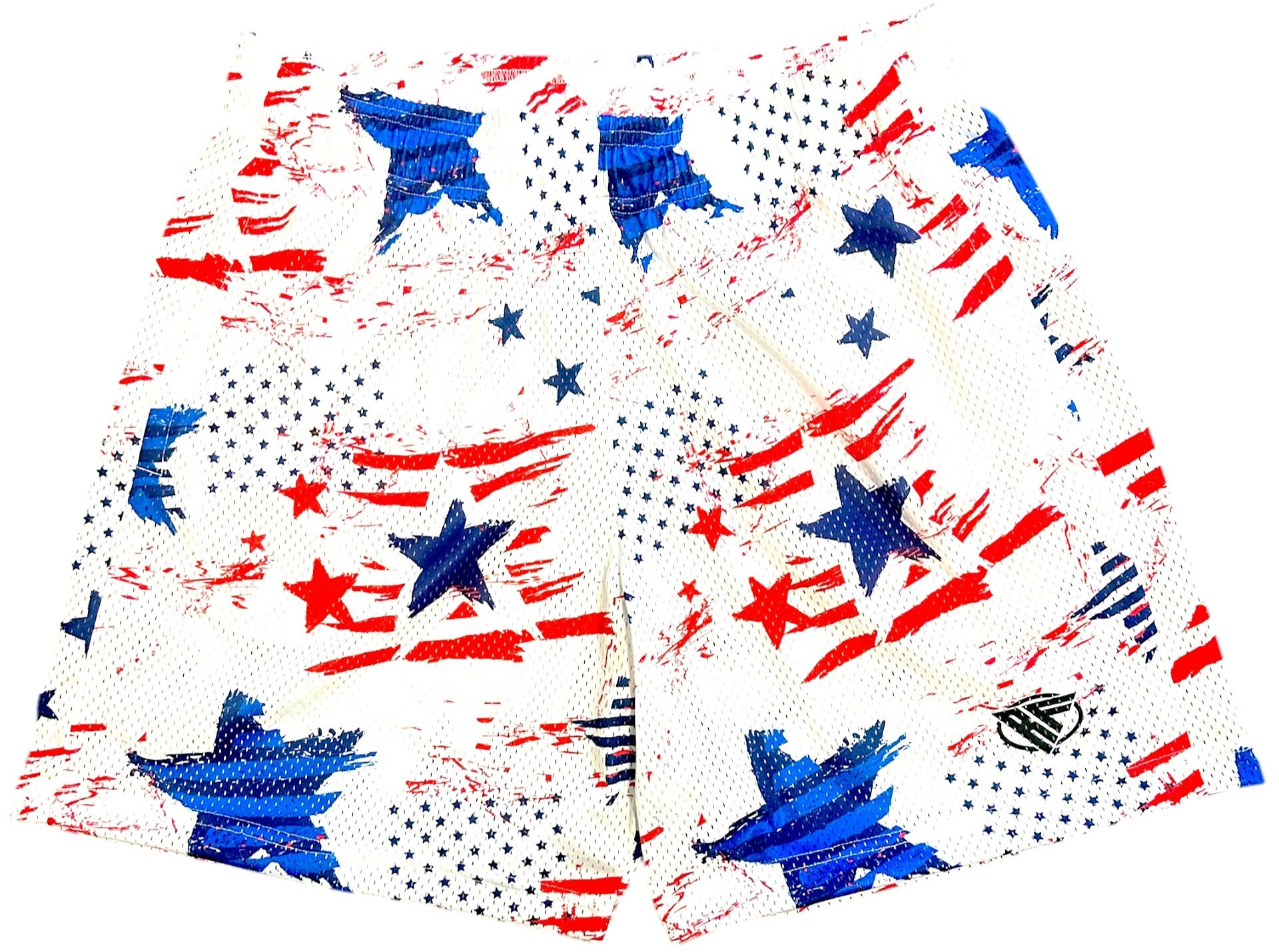 RF Wear Men's Mesh Patriotic Grunge Shorts - Red/White/Blue