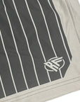 Close-up of RF-Wear Swim Trunks Sporty Stripes in Black/White with RF logo