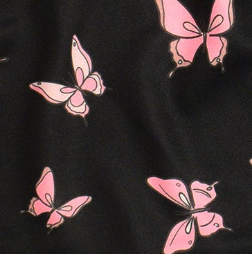 RF-Wear Women's Butterfly Shorts in black with pink butterflies. 