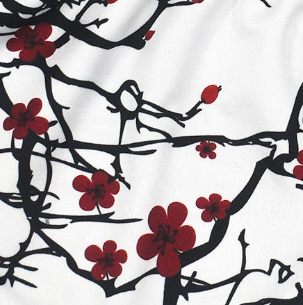 Close-up of RF-Wear Women's Blossom Shorts - White/Burgundy 