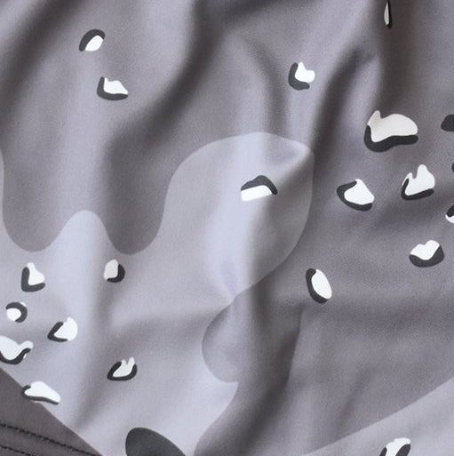 Close-up of RF-Wear Women's Desert Camo Shorts in Grey 