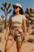 RF Wear Women's Desert Camo Shorts - Brown/Tan - Model Front View