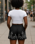 RF Wear Women's Fire Pocket Shorts - Black/White - Modell Back View