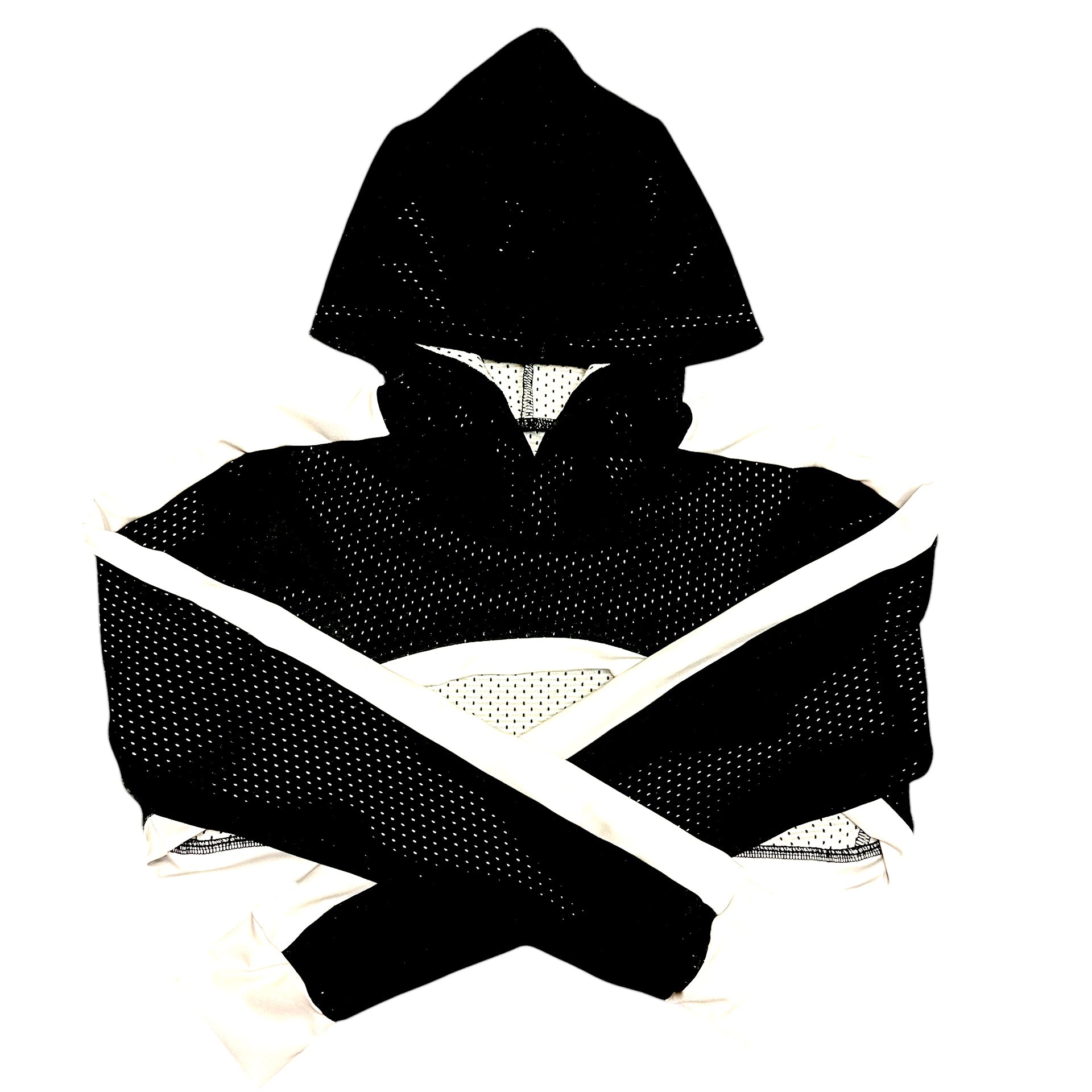 RF Wear Women's Mesh Ultra Crop Hoodie - Black with White Trim 