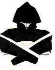 RF Wear Women's Mesh Ultra Crop Hoodie - Black with White Trim 